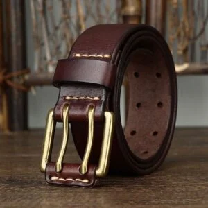Heritage Double-Frame Brass Leather Belt - 2345