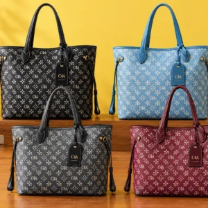 C4A Genuine Leather Monogram Tote Bag Collection - 1909