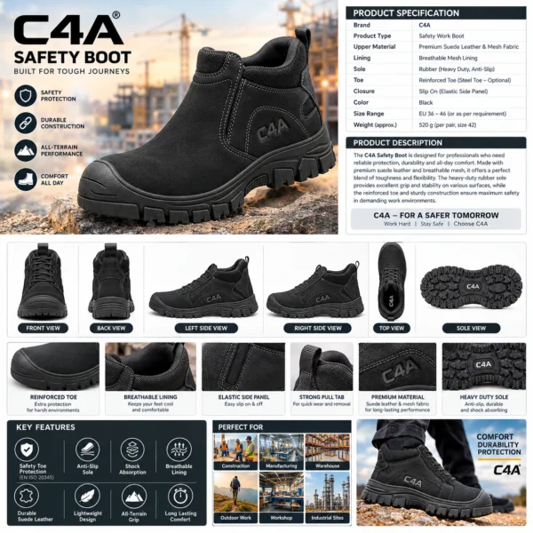 C4A® TerraGuard Pro Slip-On Safety Work Boot-092 - Image 5