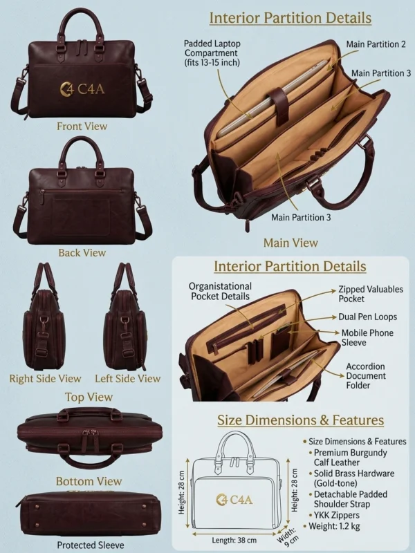 Executive Business Briefcase / Laptop Bag-76989 - Image 6