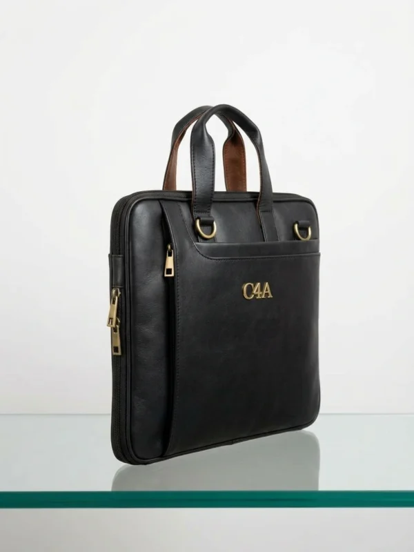 C4A Premium Tan Leather Laptop Briefcase - 34356 - Image 2