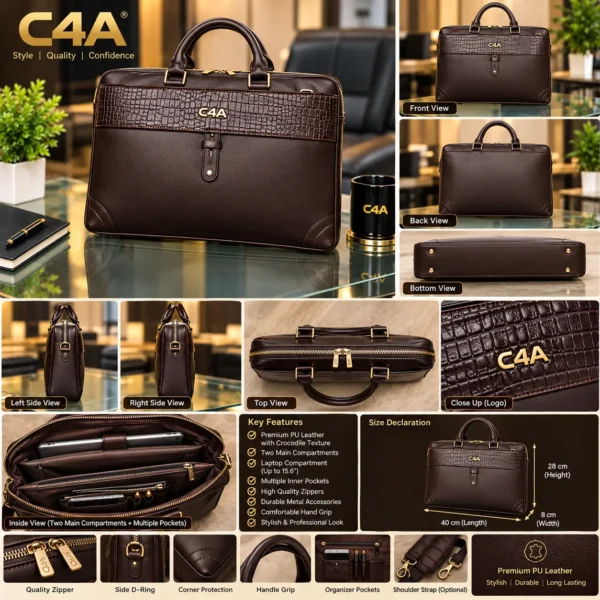 C4A® Sovereign Executive Leather Briefcase-0909 - Image 3