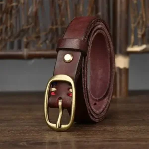 Classic Vintage Leather Belt – Burgundy Brown - B0014