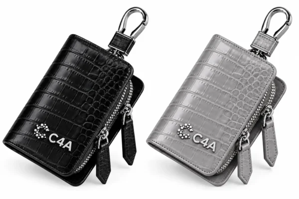 Croco-Embossed Dual-Zipper Key Vault-6868 - Image 5
