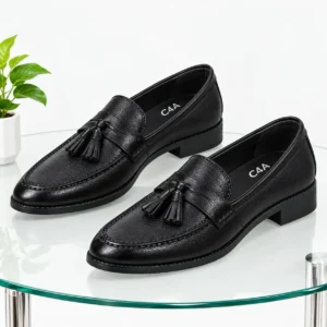 C4A Heritage Textured Leather Tassel Loafers - 0899