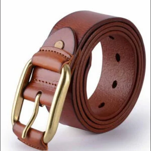 Classic Artisan Brass Buckle Leather Belt - 1098