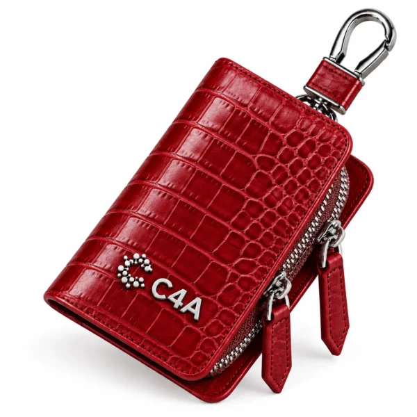 Croco-Embossed Dual-Zipper Key Vault-6868 - Image 2