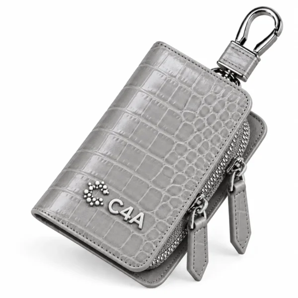 Croco-Embossed Dual-Zipper Key Vault-6868 - Image 3