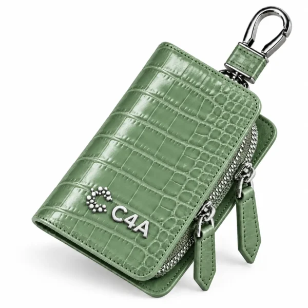 Croco-Embossed Dual-Zipper Key Vault-6868 - Image 6